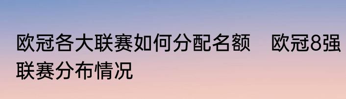 欧冠各大联赛如何分配名额　欧冠8强联赛分布情况