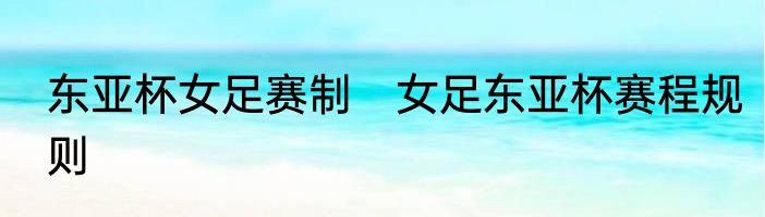 东亚杯女足赛制　女足东亚杯赛程规则
