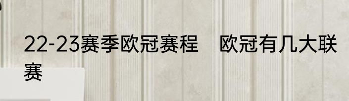 22-23赛季欧冠赛程　欧冠有几大联赛