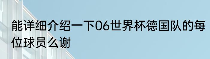 能详细介绍一下06世界杯德国队的每位球员么谢