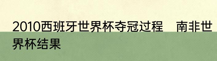 2010西班牙世界杯夺冠过程　南非世界杯结果