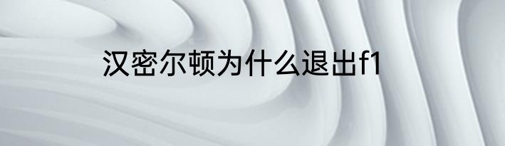 汉密尔顿为什么退出f1