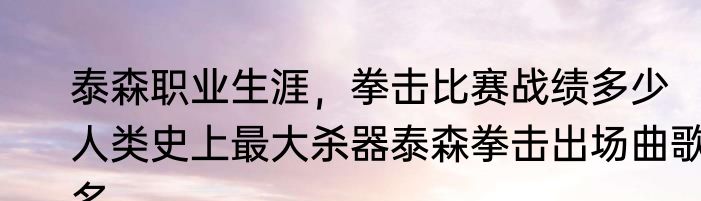 泰森职业生涯，拳击比赛战绩多少　人类史上最大杀器泰森拳击出场曲歌名