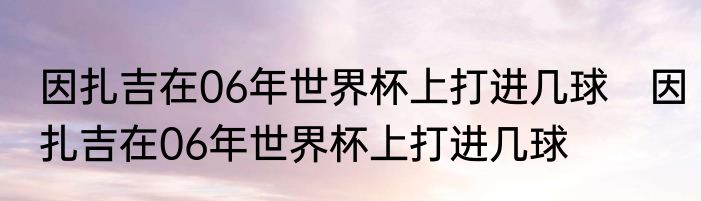 因扎吉在06年世界杯上打进几球　因扎吉在06年世界杯上打进几球