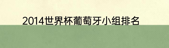 2014世界杯葡萄牙小组排名