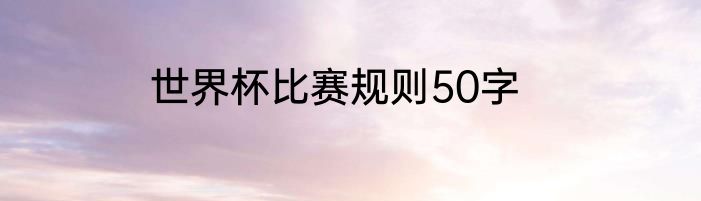世界杯比赛规则50字
