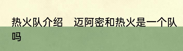 热火队介绍　迈阿密和热火是一个队吗