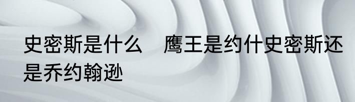 史密斯是什么　鹰王是约什史密斯还是乔约翰逊