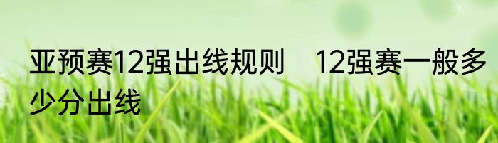 亚预赛12强出线规则　12强赛一般多少分出线