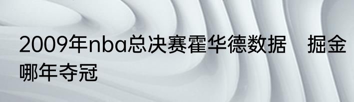 2009年nba总决赛霍华德数据　掘金哪年夺冠