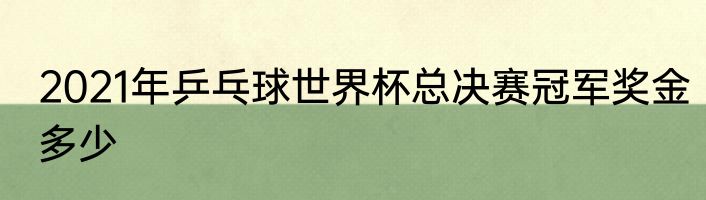 2021年乒乓球世界杯总决赛冠军奖金多少