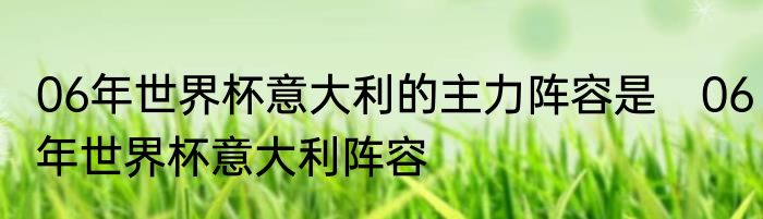 06年世界杯意大利的主力阵容是　06年世界杯意大利阵容