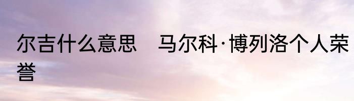 尔吉什么意思　马尔科·博列洛个人荣誉
