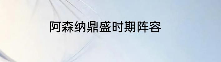 阿森纳鼎盛时期阵容