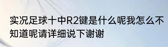 实况足球十中R2键是什么呢我怎么不知道呢请详细说下谢谢