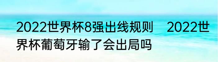 2022世界杯8强出线规则　2022世界杯葡萄牙输了会出局吗