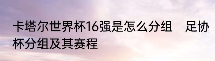 卡塔尔世界杯16强是怎么分组　足协杯分组及其赛程