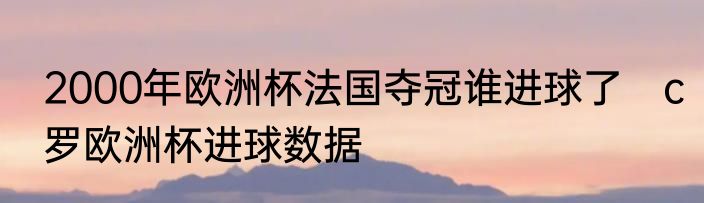 2000年欧洲杯法国夺冠谁进球了　c罗欧洲杯进球数据