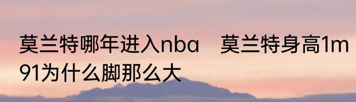 莫兰特哪年进入nba　莫兰特身高1m91为什么脚那么大
