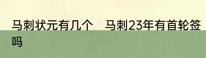 马刺状元有几个　马刺23年有首轮签吗