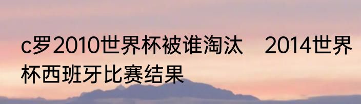 c罗2010世界杯被谁淘汰　2014世界杯西班牙比赛结果