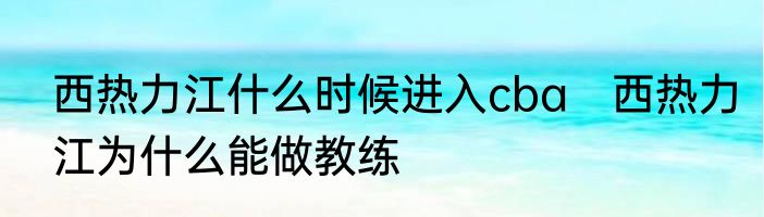 西热力江什么时候进入cba　西热力江为什么能做教练