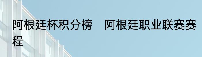 阿根廷杯积分榜　阿根廷职业联赛赛程