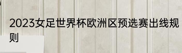 2023女足世界杯欧洲区预选赛出线规则