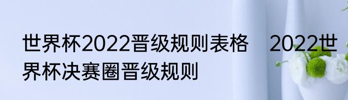 世界杯2022晋级规则表格　2022世界杯决赛圈晋级规则