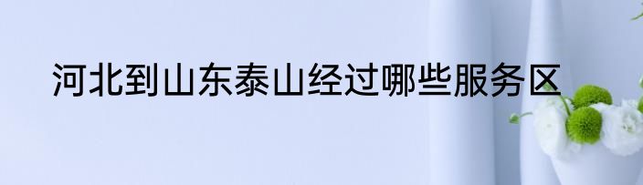 河北到山东泰山经过哪些服务区