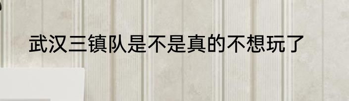 武汉三镇队是不是真的不想玩了