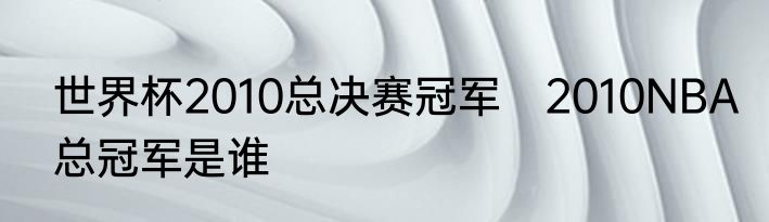 世界杯2010总决赛冠军　2010NBA总冠军是谁