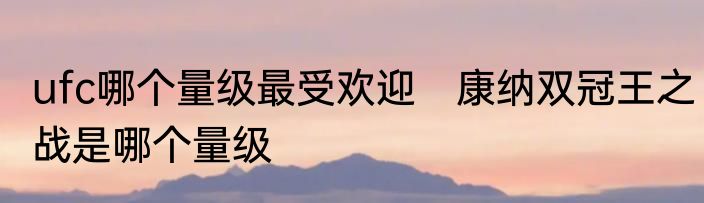ufc哪个量级最受欢迎　康纳双冠王之战是哪个量级