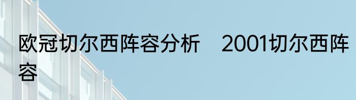 欧冠切尔西阵容分析　2001切尔西阵容