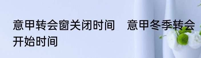 意甲转会窗关闭时间　意甲冬季转会开始时间