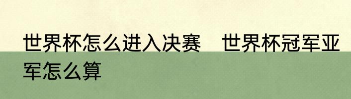 世界杯怎么进入决赛　世界杯冠军亚军怎么算