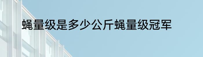蝇量级是多少公斤蝇量级冠军