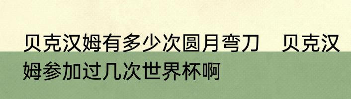贝克汉姆有多少次圆月弯刀　贝克汉姆参加过几次世界杯啊