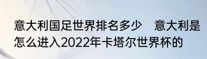 意大利国足世界排名多少　意大利是怎么进入2022年卡塔尔世界杯的