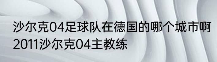 沙尔克04足球队在德国的哪个城市啊　2011沙尔克04主教练