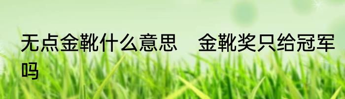 无点金靴什么意思　金靴奖只给冠军吗