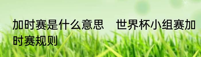 加时赛是什么意思　世界杯小组赛加时赛规则