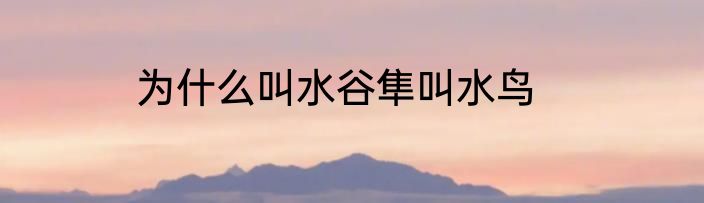 为什么叫水谷隼叫水鸟