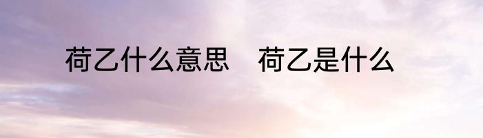 荷乙什么意思　荷乙是什么