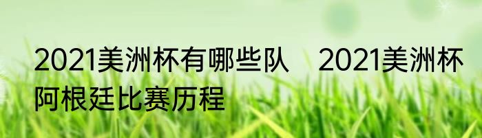 2021美洲杯有哪些队　2021美洲杯阿根廷比赛历程