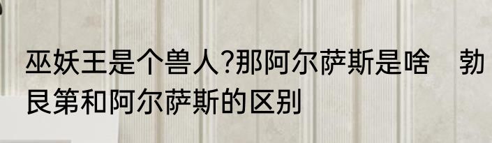 巫妖王是个兽人?那阿尔萨斯是啥　勃艮第和阿尔萨斯的区别