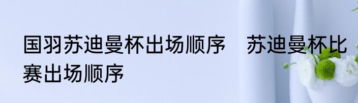 国羽苏迪曼杯出场顺序　苏迪曼杯比赛出场顺序
