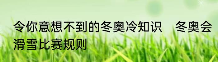 令你意想不到的冬奥冷知识　冬奥会滑雪比赛规则