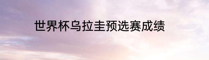 世界杯乌拉圭预选赛成绩