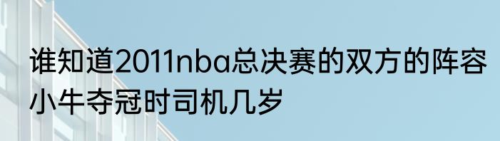 谁知道2011nba总决赛的双方的阵容　小牛夺冠时司机几岁